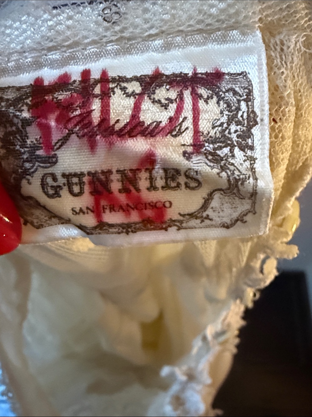 Gunne Sax Cream Lace Ruffle Yoke Blouse - Picture 2 of 3